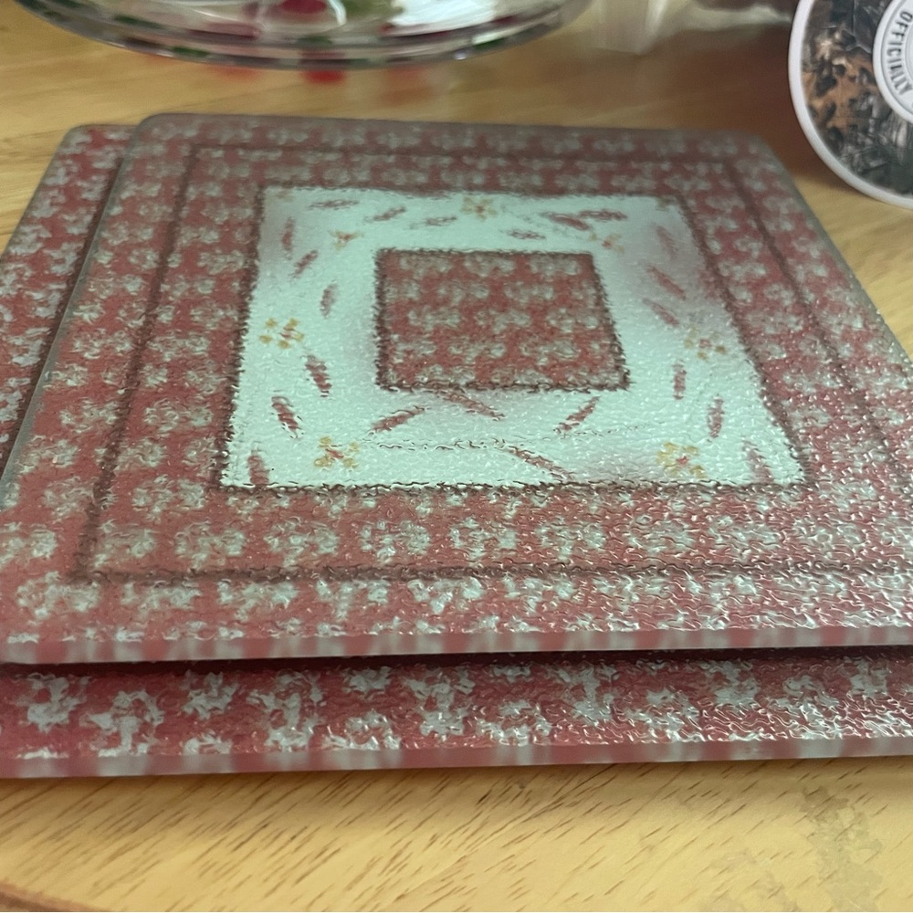 2 Temptation by Tara Glass Hot Pads Plates Cutting Boards